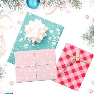 Modern pastel Christmas snow plaid dots pattern  Sheets