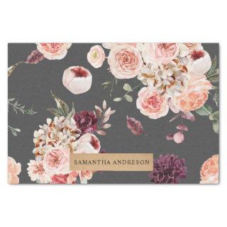 Modern Pastel Flowers & Kraft Personalized Gift Tissue Paper