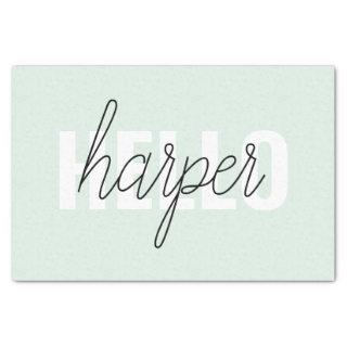 Modern Pastel Mint Hello And You Name Tissue Paper