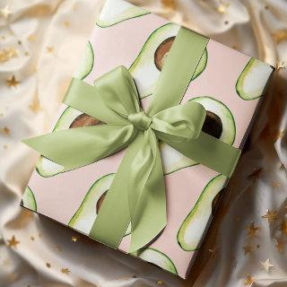 Modern Pastel Pink And Green Avocado Pattern