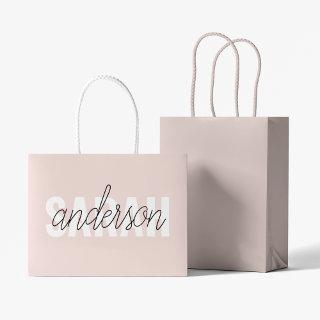 Modern Pastel Pink Beauty Personalized You Name Large Gift Bag