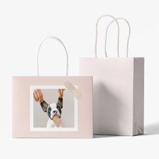 Modern Pastel Pink Frame | Personal Dog Photo Large Gift Bag