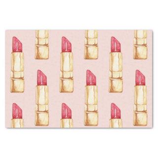 Modern Pastel Pink & Red Lipstick Pattern Girly Tissue Paper