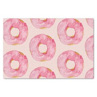Modern Pastel Pink Watercolor Donuts Pattern  Tissue Paper