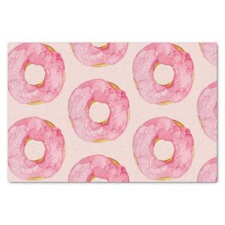 Modern Pastel Pink Watercolor Donuts Pattern  Tissue Paper