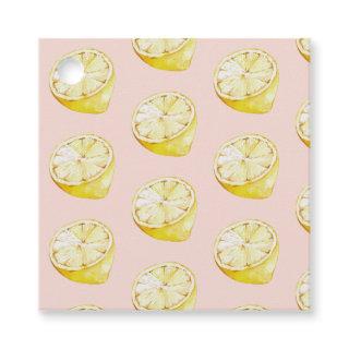 Modern Pastel Pink &  Yellow Lemons Pattern Favor Tags