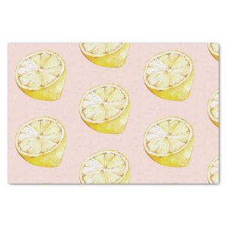Modern Pastel Pink &  Yellow Lemons Pattern Tissue Paper