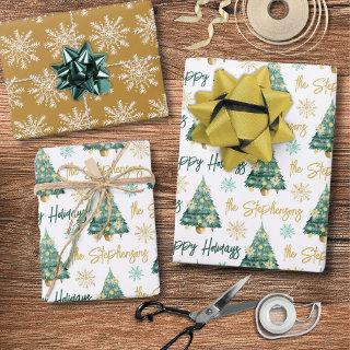 Modern Personalized Happy Holidays Tree Script  Sheets