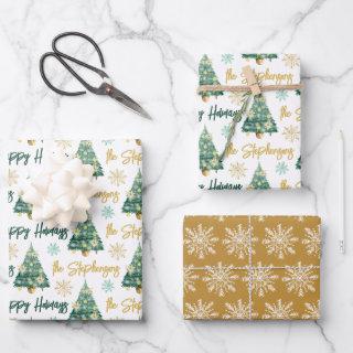 Modern Personalized Happy Holidays Tree Script  Sheets