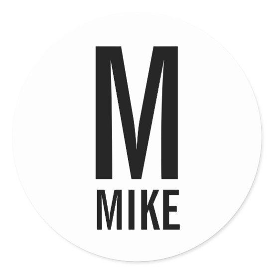 Modern Personalized Monogram and Name Classic Round Sticker