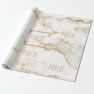 Modern Personalized Name Gold Effect Marble
