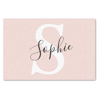 Modern Personalized Name Monogram Pastel Pink Tissue Paper