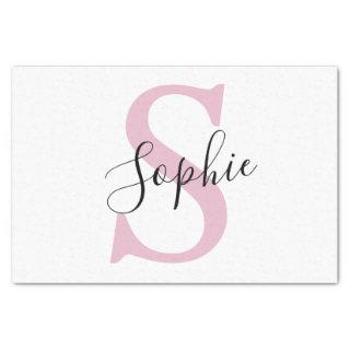 Modern Personalized Name Monogram Pink Tissue Paper