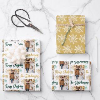 Modern Personalized Photo Script Name Gold Green  Sheets