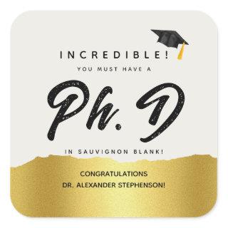 Modern PhD Graduation Script Congratulation Party Square Sticker
