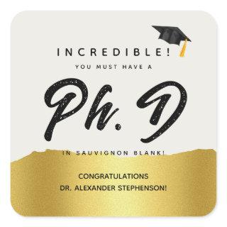 Modern PhD Graduation Script Congratulation Party Square Sticker