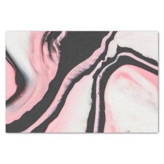 Modern Pink Black Painted Marble Pattern Tissue Paper
