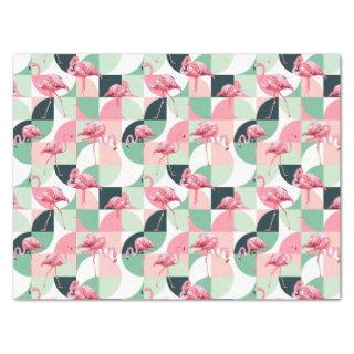 Modern Pink Flamingo Geometric Girly Chic Pattern Tissue Paper