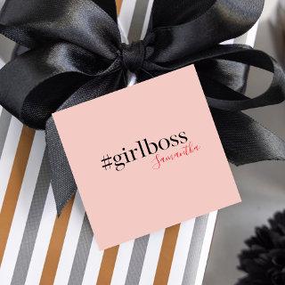 Modern Pink Girl Boss & Name | best Girly Gift Favor Tags