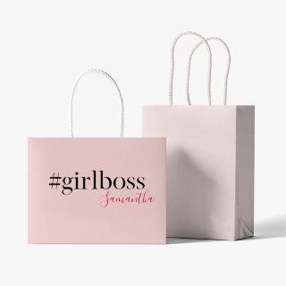 Modern Pink Girl Boss & Name | best Girly Gift Large Gift Bag