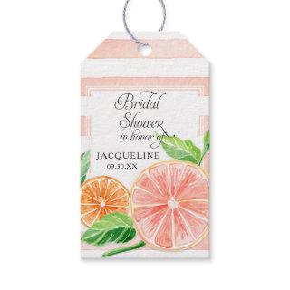 Modern Pink Grapefruit Orange Citrus Bridal Shower Gift Tags