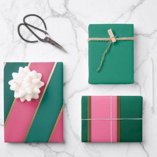 Modern Pink & Green and Gold Stripes   Sheets