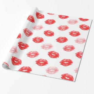 Modern pink red watercolor kiss lips pattern