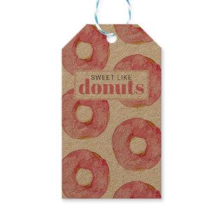 Modern Pink Watercolor Sweet Like Donuts Quote Gift Tags
