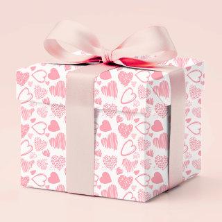 Modern Pink White Romantic Love Heart Doodle