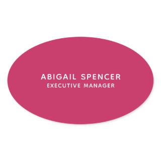 Modern Plain Classy Professional Rose Red Oval Sticker