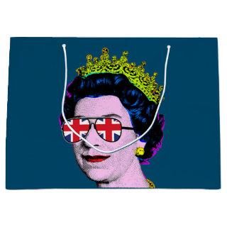 Modern Pop art HM Queen in union jack glasses Larg Large Gift Bag