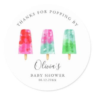 Modern Popsicle Baby Shower Classic Round Sticker