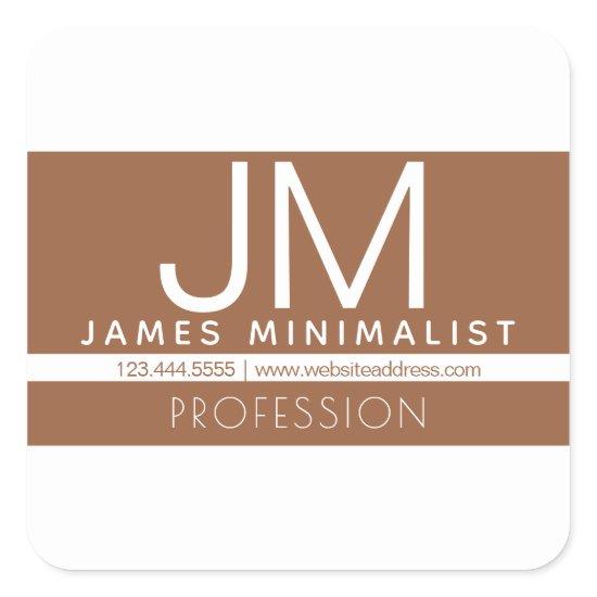 Modern Professional Minimal Design | Brown & White Square Sticker