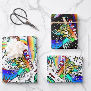 Modern Psychedelic Illustration Trendy Color Fun    Sheets