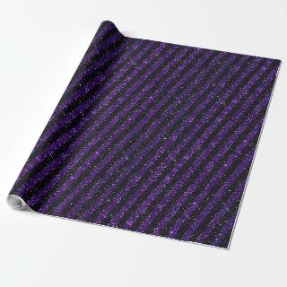 Modern Purple Black Glitter Stripes Pattern