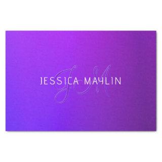 Modern Purple Gradient Name & Monogram  Tissue Paper