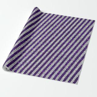 Modern Purple Silver Glitter Stripes Pattern