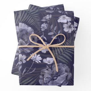 Modern Purple Wildflower Pattern Wrapping  Sheets