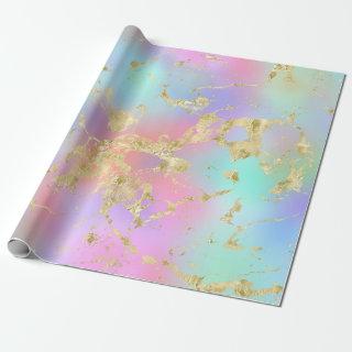 Modern Rainbow Gradient and Gold Marble Pattern