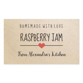 Modern Raspberry jam cardboard homemade with love  Rectangular Sticker