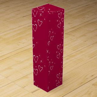 Modern Red and White Hearts Valentine's Day Kisses Wine Box