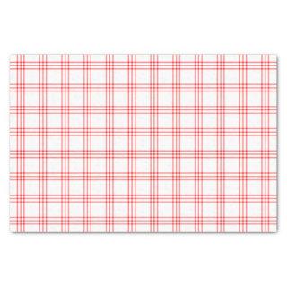 Modern Red and White Plaid Tissue Paper