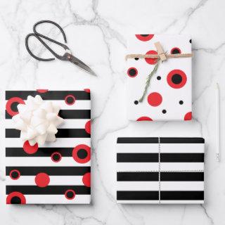 Modern red, black, white circles and stripes  sheets