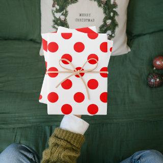 Modern Red Christmas Dots And Stripes Wrapping Pap  Sheets