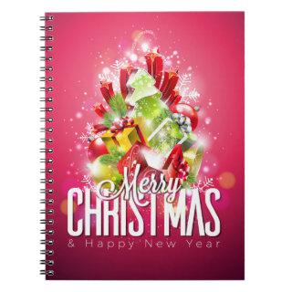 Modern Red Christmas Graphic Illustration Notebook