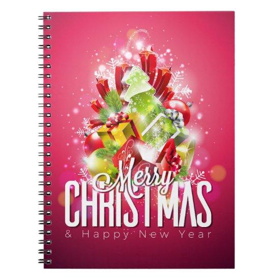 Modern Red Christmas Graphic Illustration Notebook