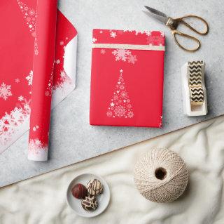 Modern Red Christmas tree snowflakes