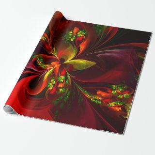Modern Red Green Floral Abstract Art Pattern #05