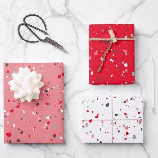 Modern Red Pink Grey Terrazzo Pattern  Sheets
