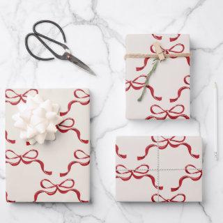 Modern Red Retro Trendy Christmas Holiday Bows   Sheets